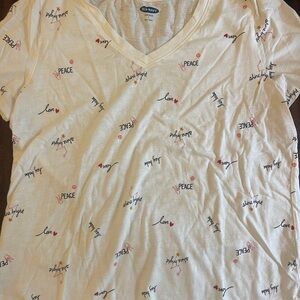 OLD NAVY Cream Graphic Tee - Short Sleeve, size Large